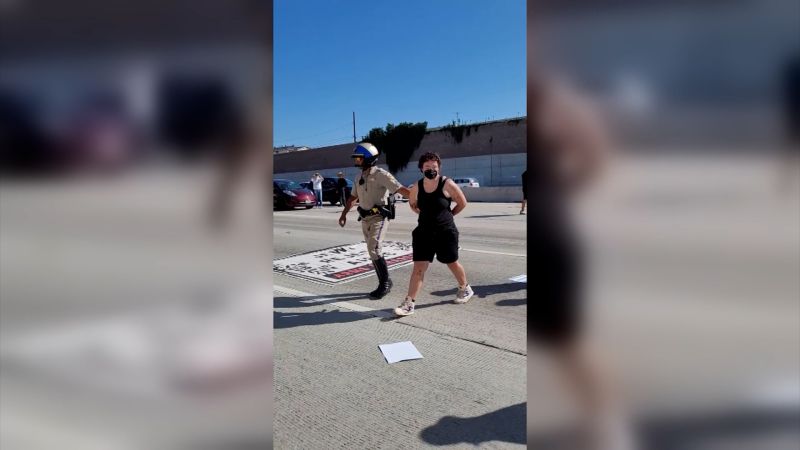 Drone footage shows pro-Palestinian protesters blocking LA freewayDrone footage shows pro-Palestinian protesters blocking LA freeway 