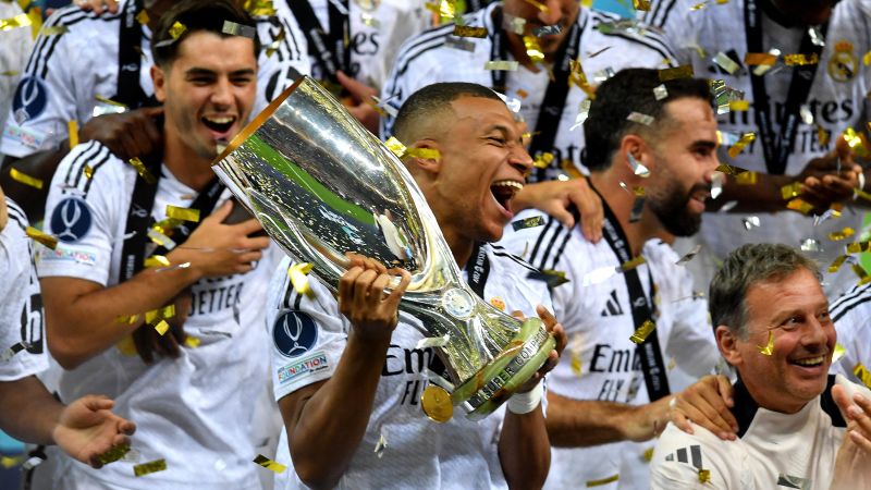 Kylian Mbappé scores first Real Madrid goal in UEFA Super Cup victory over AtalantaKylian Mbappé scores first Real Madrid goal in UEFA Super Cup victory over Atalanta 