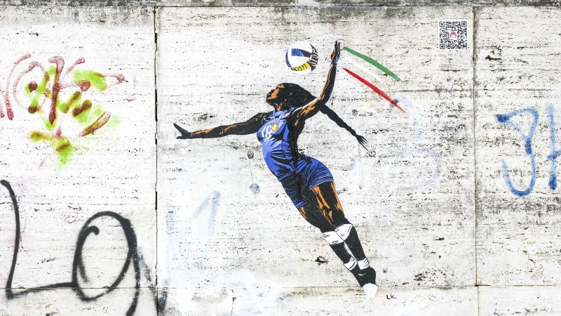 Mural celebrating Black Italian volleyball star defaced with racist graffitiMural celebrating Black Italian volleyball star defaced with racist graffiti 