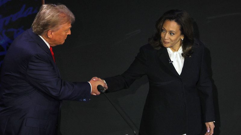 Harris and Trump shake hands for the first time during debateHarris and Trump shake hands for the first time during debate 