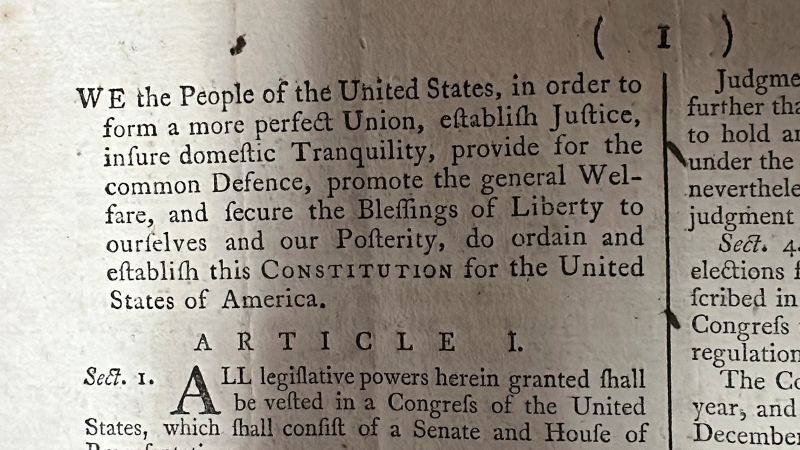 Long-lost copy of the US Constitution, found in North Carolina filing cabinet, heads to auctionLong-lost copy of the US Constitution, found in North Carolina filing cabinet, heads to auction 