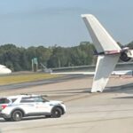 2 Delta planes collide while taxiing at Atlanta airport, knocking tail section from one2 Delta planes collide while taxiing at Atlanta airport, knocking tail section from one 